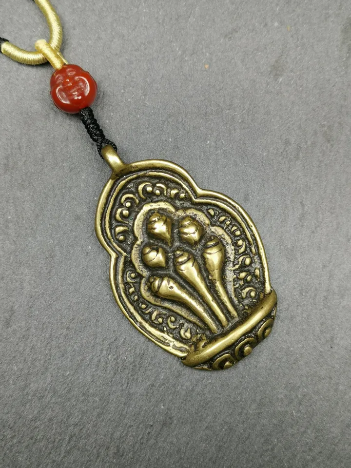 Gandhanra Antique Tibetan Buddhist Amulet,Mani Jewel Badge/Wish Fulfilling Cintamani Pendant,80 Years Old