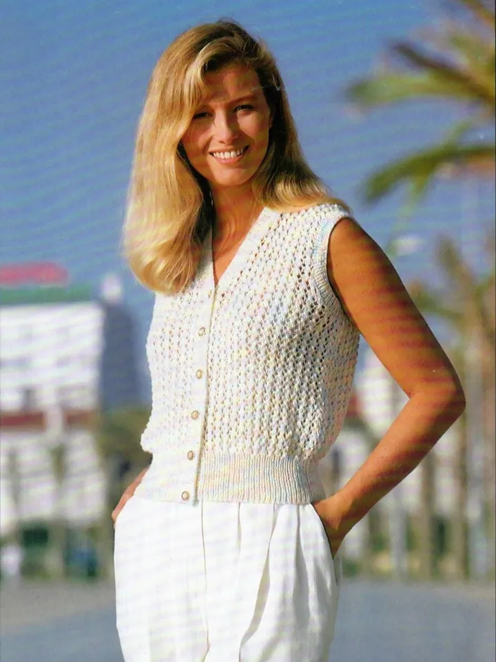 Top knitting pattern waistcoat vest pattern women ladies lacy top V-neck DK instant download