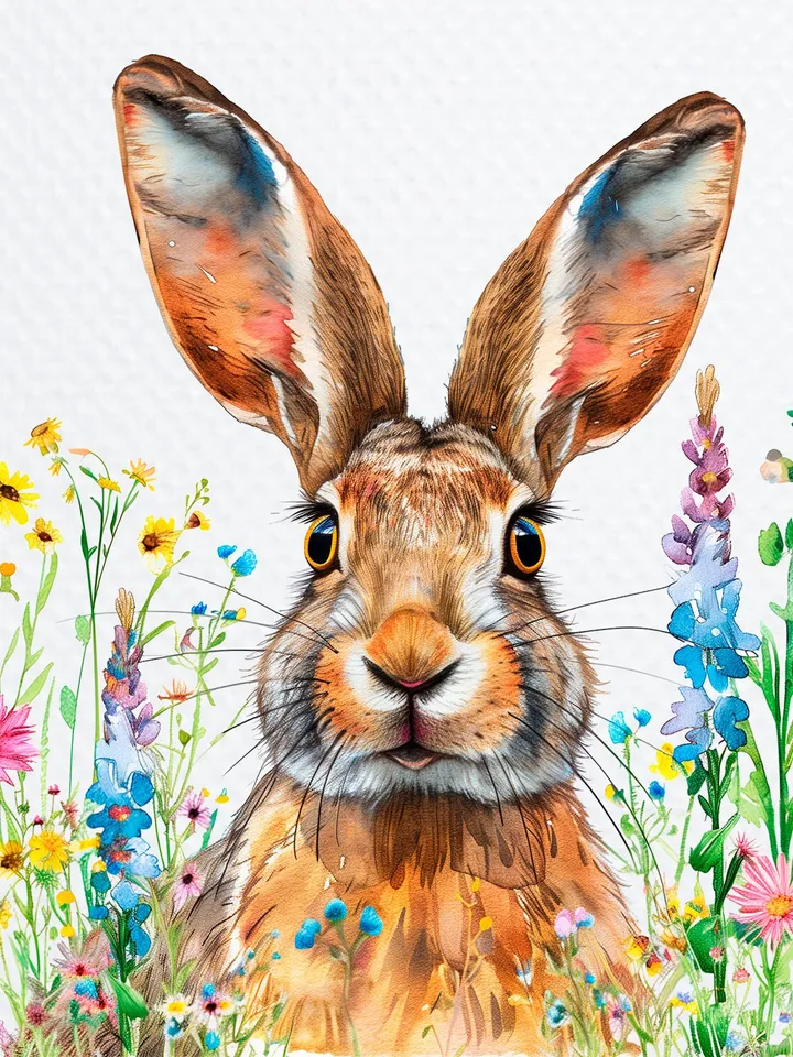 12 Surprised Rabbit PNGs Clipart, Amazed Hare png for sublimation, Printable Watercolor clipart, , Paper Rabbit crafts, junk journals