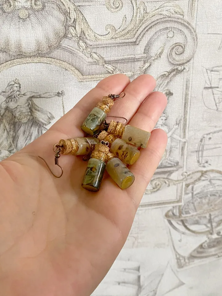 Creative handmade earrings. Interesting idea. Author's design. Earrings for Halloween.