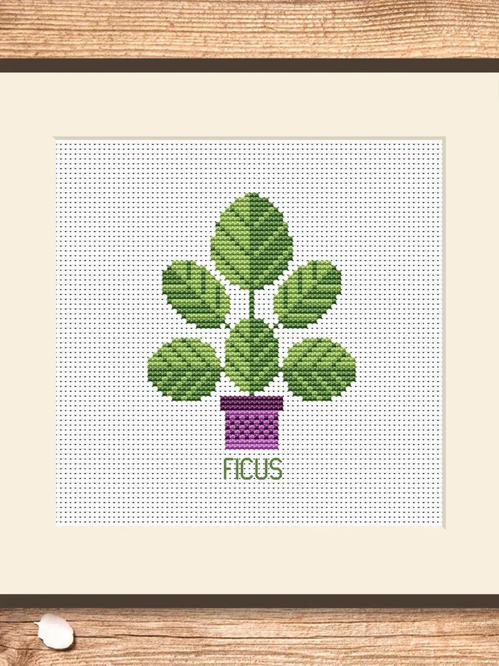 Ficus Cross Stitch Pattern, Flower Cross Stitch Pattern, Embroidery Ficus, Flowers xStitch, Potted Flowers Cross Stitch Pattern #flw006