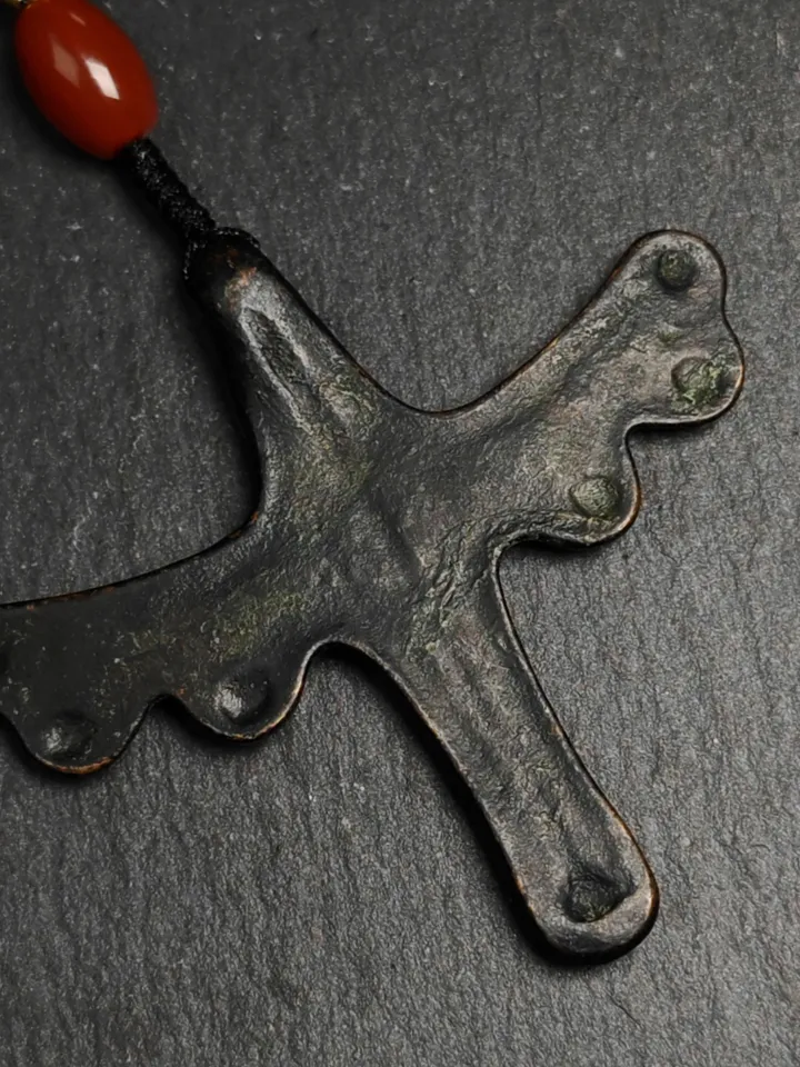 Authentic Tibetan Dragonfly Pendant,Thokcha Protection Charm, Gandhanra Antique Tibetan Buddhist Amulet,56×60mm