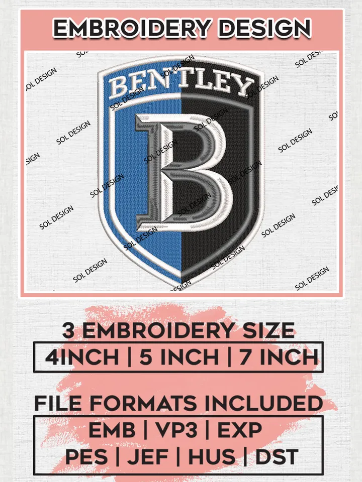 Bentley Falcons College Football Team Logo Embroidery Design Files, NCAA Bentley Falcons Machine Embroidery, NCAA Teams, 3 sizes, NCAA Machine embroidery designs, Digital Download