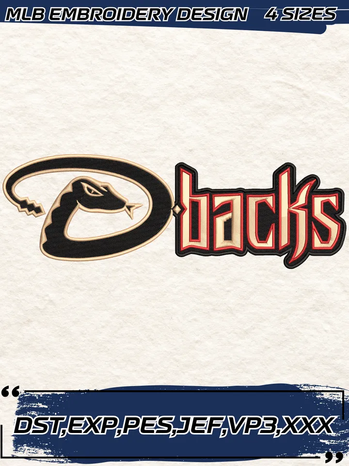 Arizona Diamondbacks Dbacks Embroidery Design,MLB Embroidery Design,Machine Embroidery Design File,4 Sizes, Digital Download