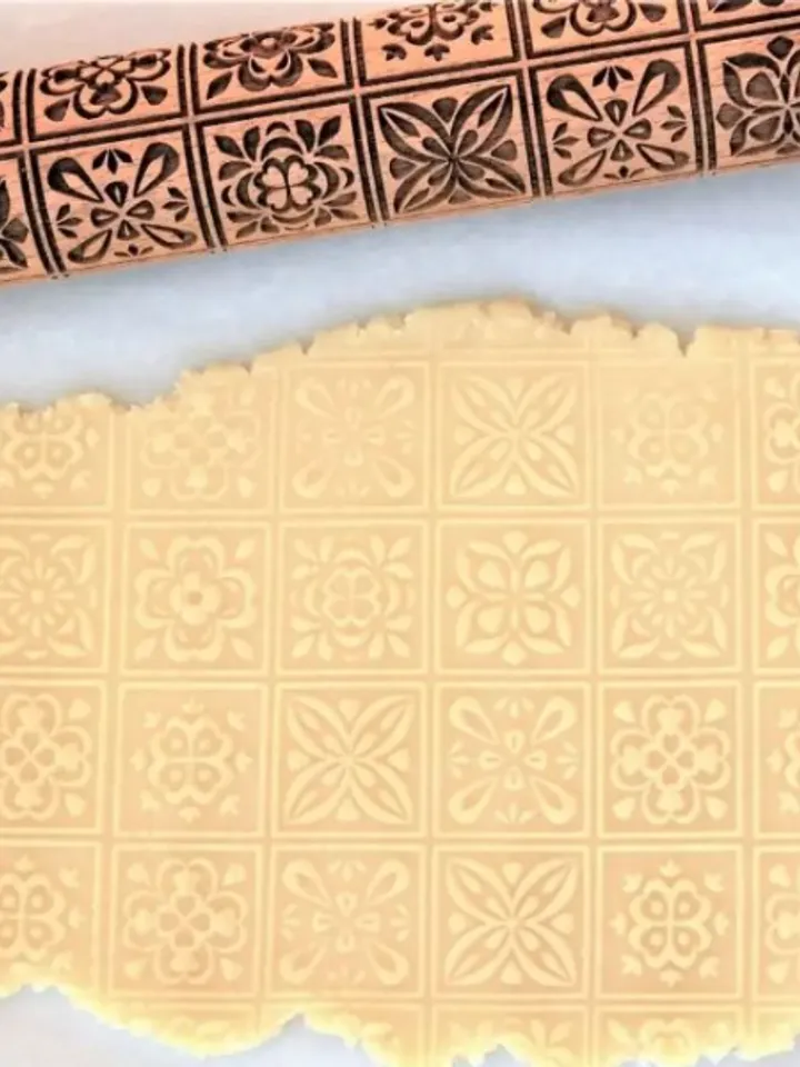 Embossed rolling pin for cookies, gingerbread, dough, kitchen roller, wooden rolling pin for cookies, gift russian