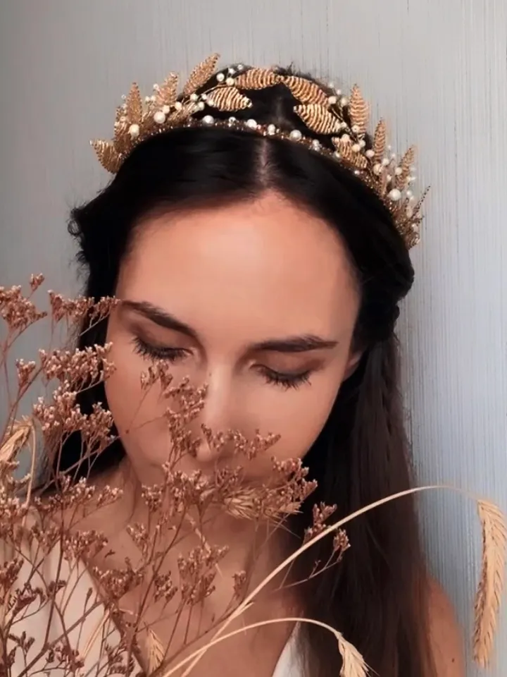 Silver Greek tiara, Gold Greek tiara, bridal gold tiara, Wedding crown, Wedding greek crown, leaf headpiece, Gold leaf crown, Gold headpiece, silver leaf tiara
