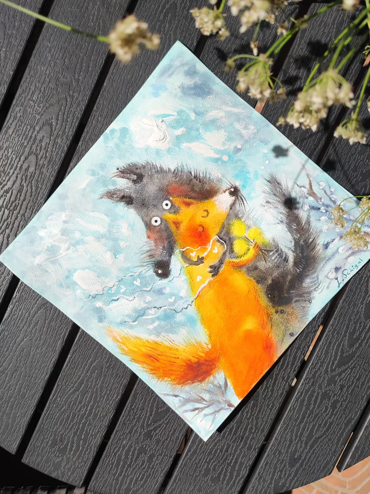 Step-by-step tutorial artwork in mixed media by Julia Schigal