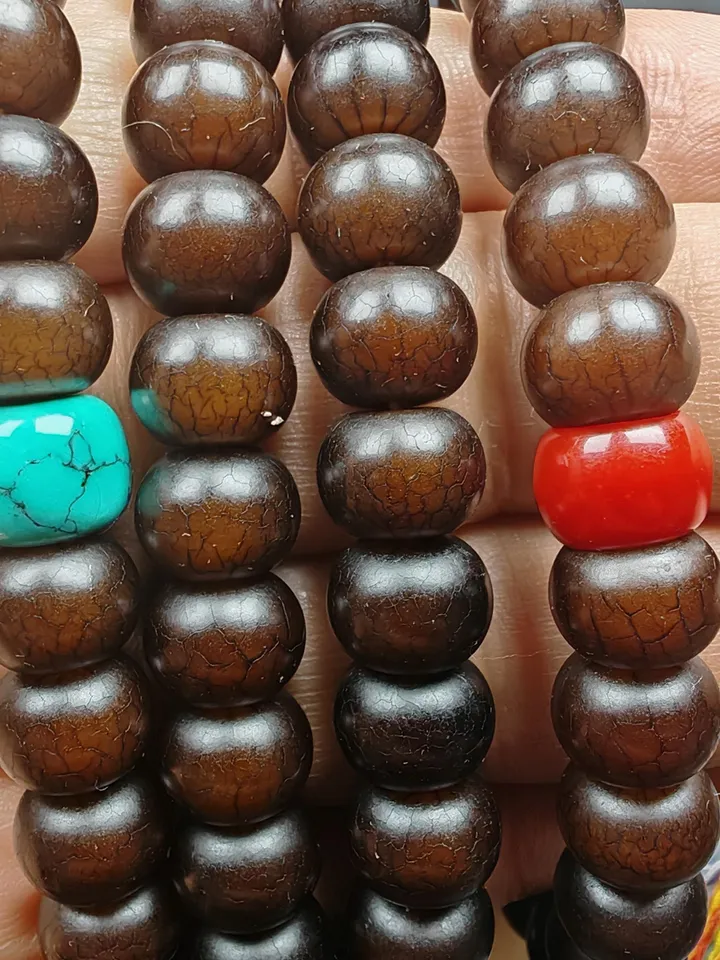 Gandhanra Old Tibetan 108 Prayer Beads,9.6mm Bodhi Root Bead Mala Necklace,Meditation Rosary,Spiritual Gift, 33" Length