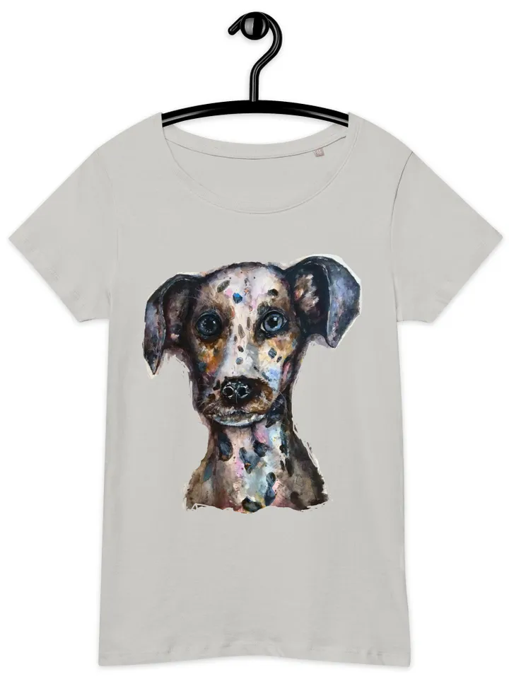 Dalmatian Women’s basic organic t-shirt made with my original watercolor painting,dog lovers wearable gifts,women soft cotton t shirts
