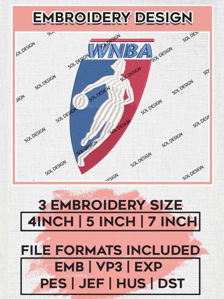 WNBA Logo Embroidery Designs, WNBA Team Logo Embroidery, Basketball Logo Embroidery Files, Machine embroidery Files, Digital Download