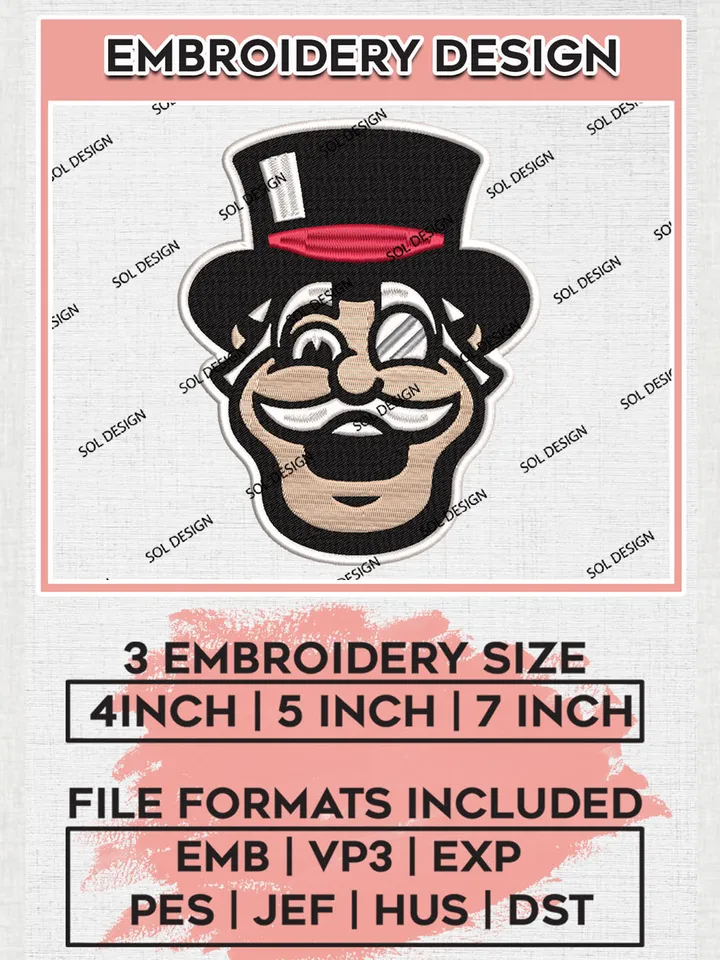 Austin Peay College Football Team Head Mascot Logo embroidery designs, NCAA Austin Peay Governors Logo Machine embroidery designs, NCAA Team Logo embroidery designs, NCAA Game Day Machine embroidery designs, Digital Download