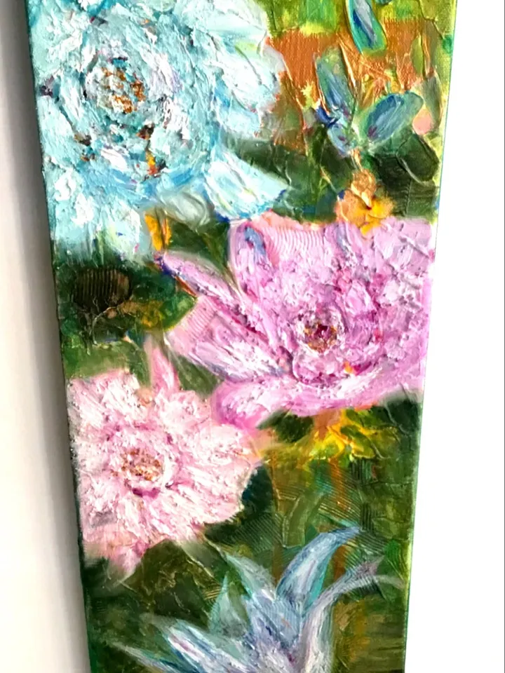 Flowers painting ,Abstract flowers on fantasy background,acrylic mix media painting.