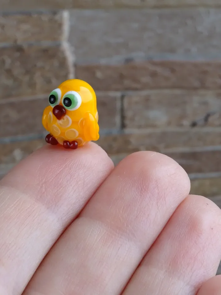 OWL GIFTS Owl figurine Glass Owl decor Owl statue Miniature Owl ornament Owl teacher gift Owl totem Tiny glass animals Owl bead Easter gift