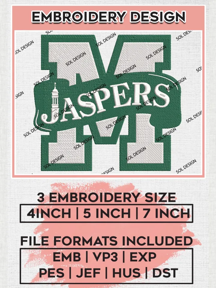 NCAA Manhattan Jaspers Football Team Logo Embroidery Design Files, NCAA Manhattan Jaspers Machine Embroidery, NCAA Teams, Game Day, 3 sizes, NCAA Machine embroidery designs, Digital Download