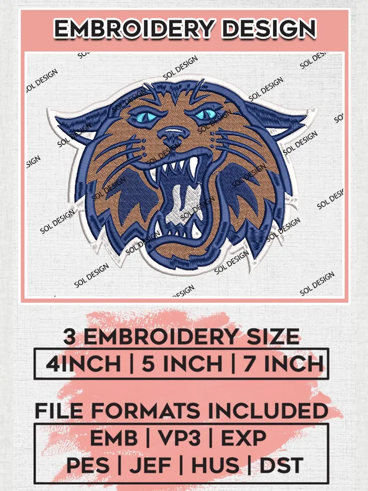 Villanova Wildcats Head Mascot Logo Machine Embroidery Design, NCAA Villanova Wildcats Embroidery Design Design files, NCAA Team Embroidery Designs, NCAA Machine Embroidery Designs, Digital Download