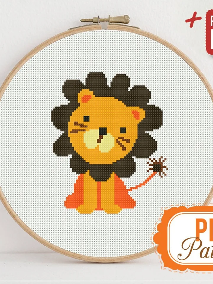 Baby Lion Cross stitch pattern Animal Funny Kids Cross stitch pattern PDF Format Instant Download Home decor Modern