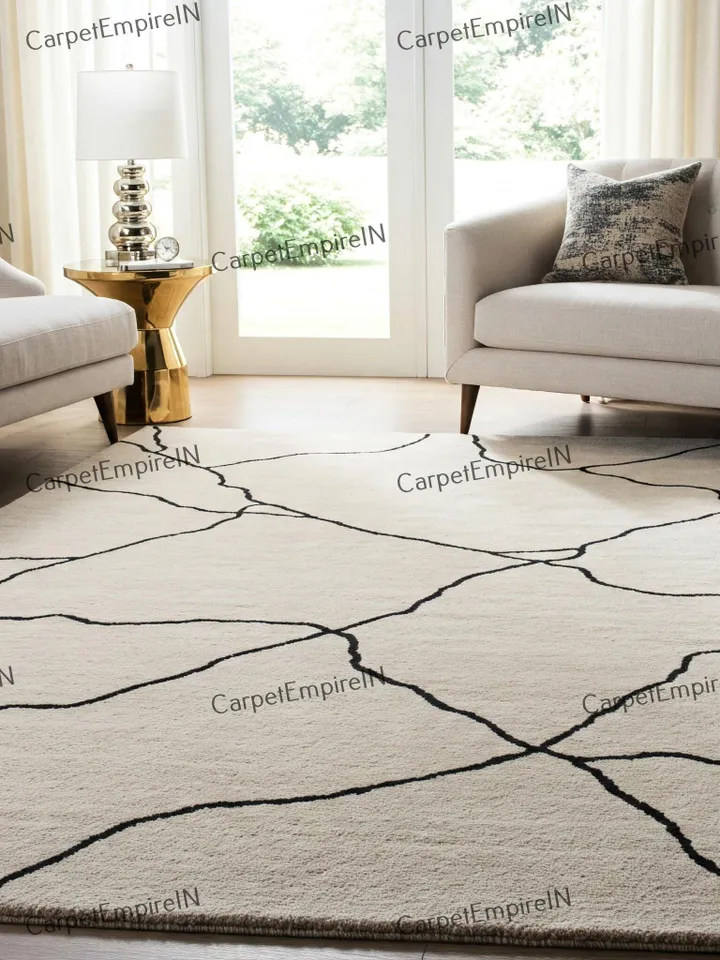8x10 Line Rug | Handmade, Area rug for living room, home decor–Available in Multiple Size, 4x6,5x7,6x9,8x10,9x12,10x14, bedroom rug, kid rug