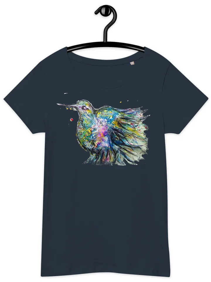 Hummingbirds Bird Women’s basic organic t-shirt made with my original watercolour painting