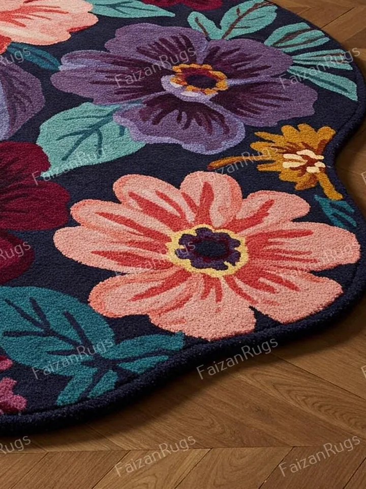 Irregular shape rug, Floral rug, 3x5,4x6,5x7,6x9,8x10,9x12,10x14, Handmade, area rug, custom rug, kids rug, home décor, kids rug. gift rug
