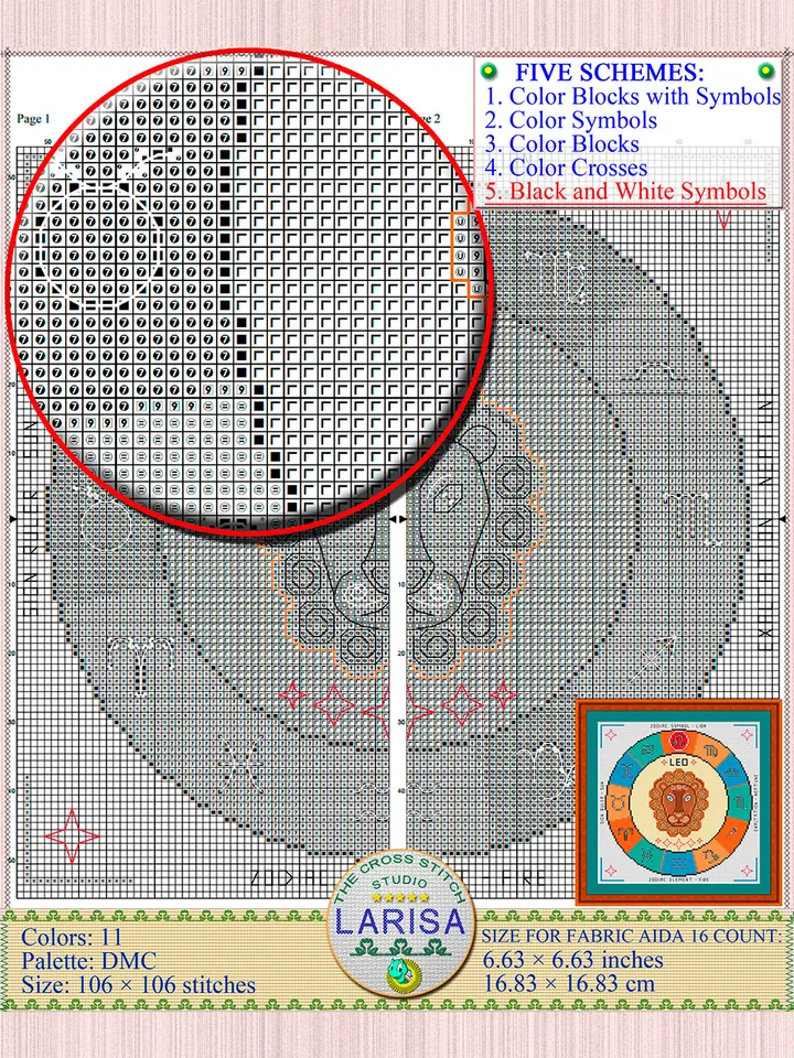 Leo Cross Stitch Pattern | Leo Zodiac Sign