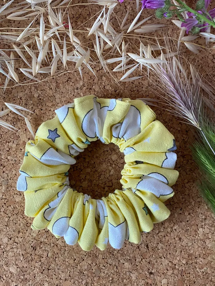 Yellow Handmade Hair Scrunchies Set