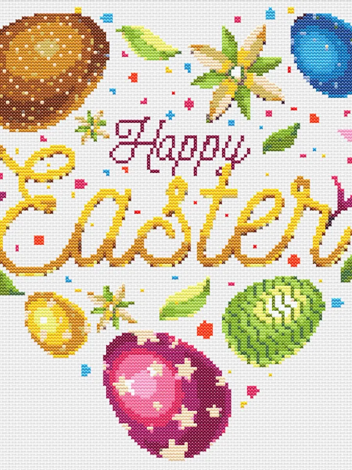 Happy Easter Cross Stitch Pattern PDF
