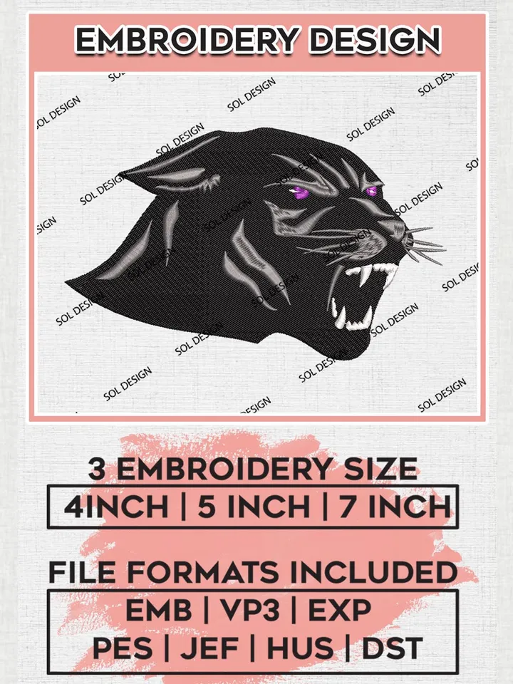 NCAA Prairie View A&M Panthers Team Head Mascot Logo Machine Embroidery Design, NCAA Prairie View A&M Panthers Team Design Design files, NCAA Team Embroidery Designs, NCAA Machine Embroidery Designs, Digital Download