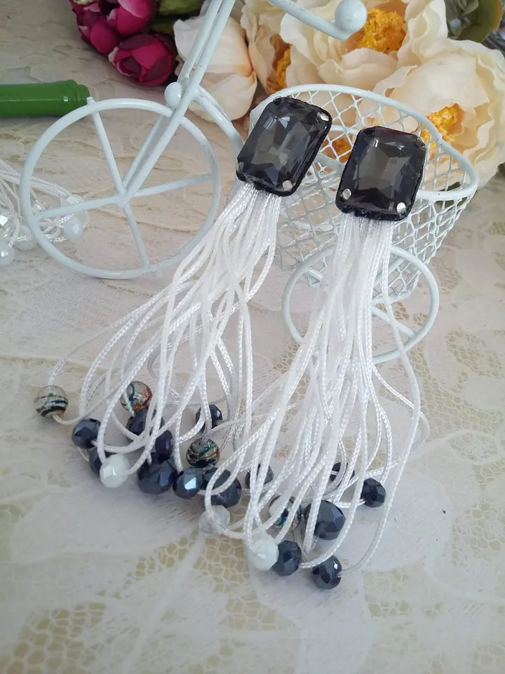 long spectacular earrings with rhinestones, fringe, large earrings for photo shoots, parties, stud earrings with tassels,rhinestone drops