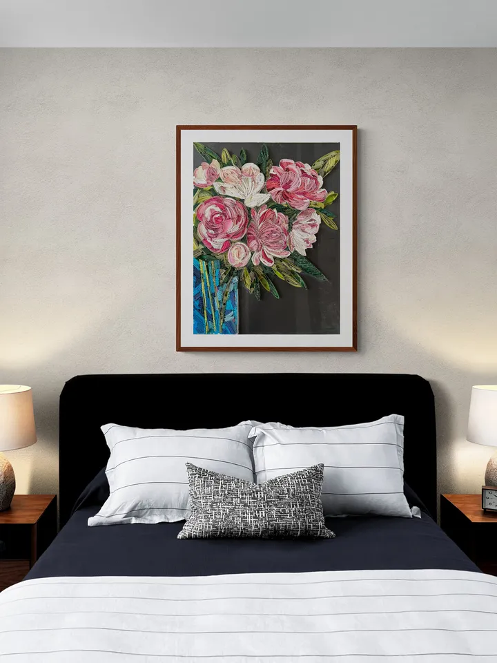 Original quilled wall art Paper painting Bouquet with peonies | Quilling Art