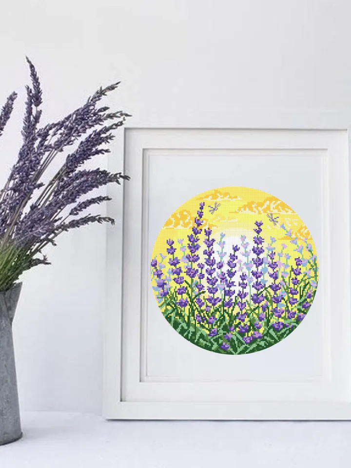 Lavender flower cross stitch pattern download PDF Summer nature cross stitch, Lavender cross stitch chart, Nature hoop art cross stitch #L55