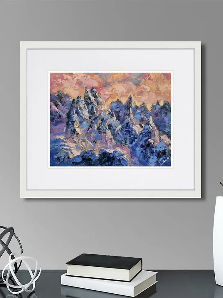 Mountains Painting Landscape Rocky Mountains Artwork Snowy Peaks