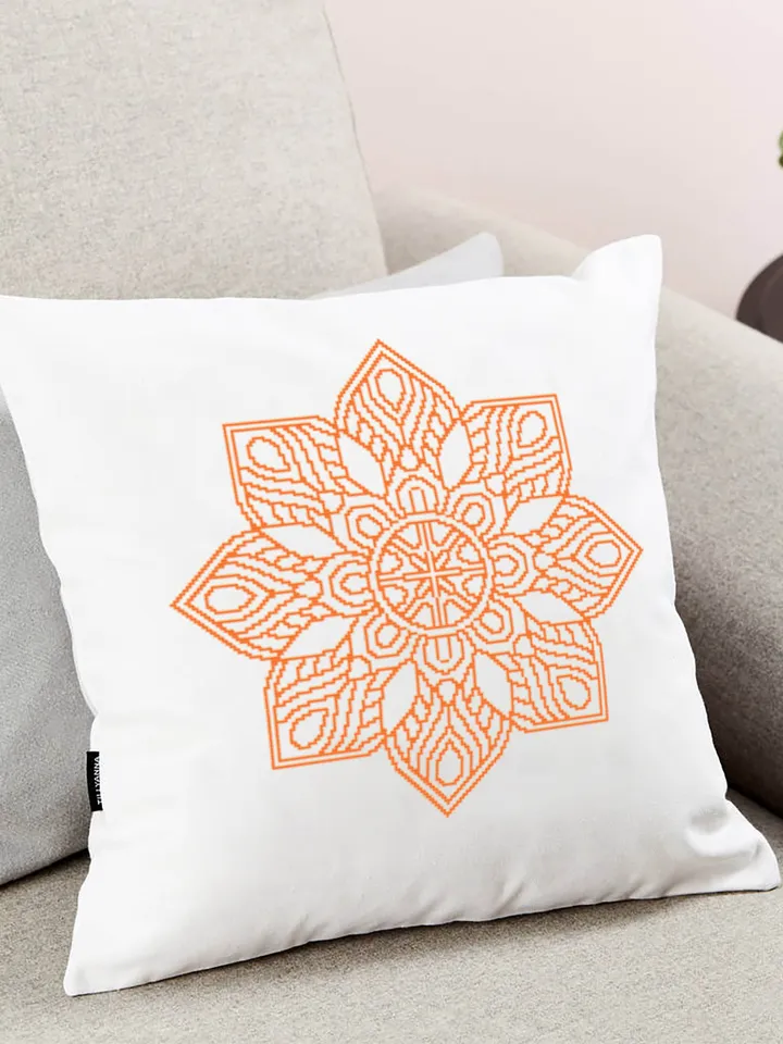 Flower mandala cross stitch pattern download PDF Easy mandala pattern digital PDF Monochrome cross stitch Floral ornament cross stitch #M7