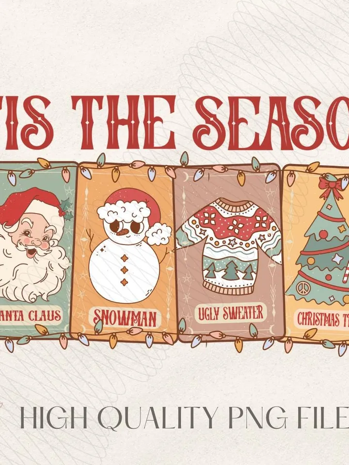 Retro Tis The Season PNG, Tarot Vintage Santa Claus Png, Groovy Christmas png, Christmas Shirt sublimation, Merry Christmas png, Christmas
