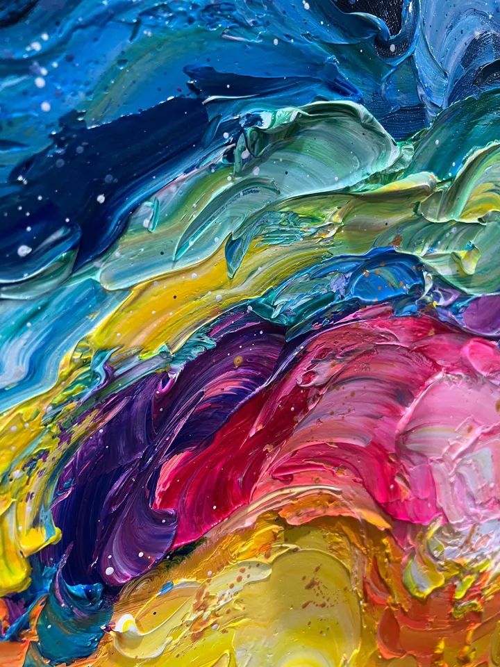 Original Colorful Universe Oil Painting On Canvas, Large Wall Art, Abstract Colorfully Painting, Custom Painting, Living room Wall Decor