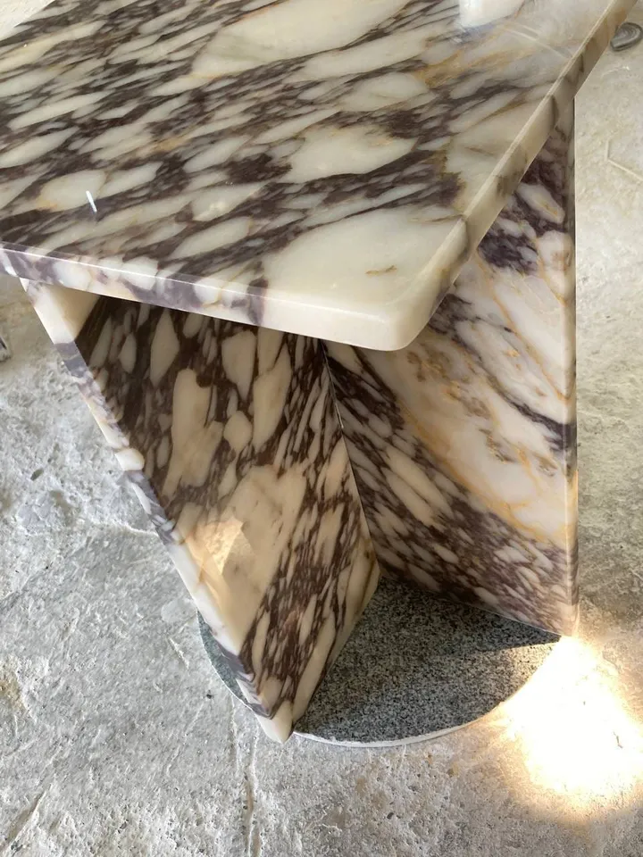 Calacatta Viola Marble square model side table, end table, italian marble 100% handmade, coffe table 52 cm Height
