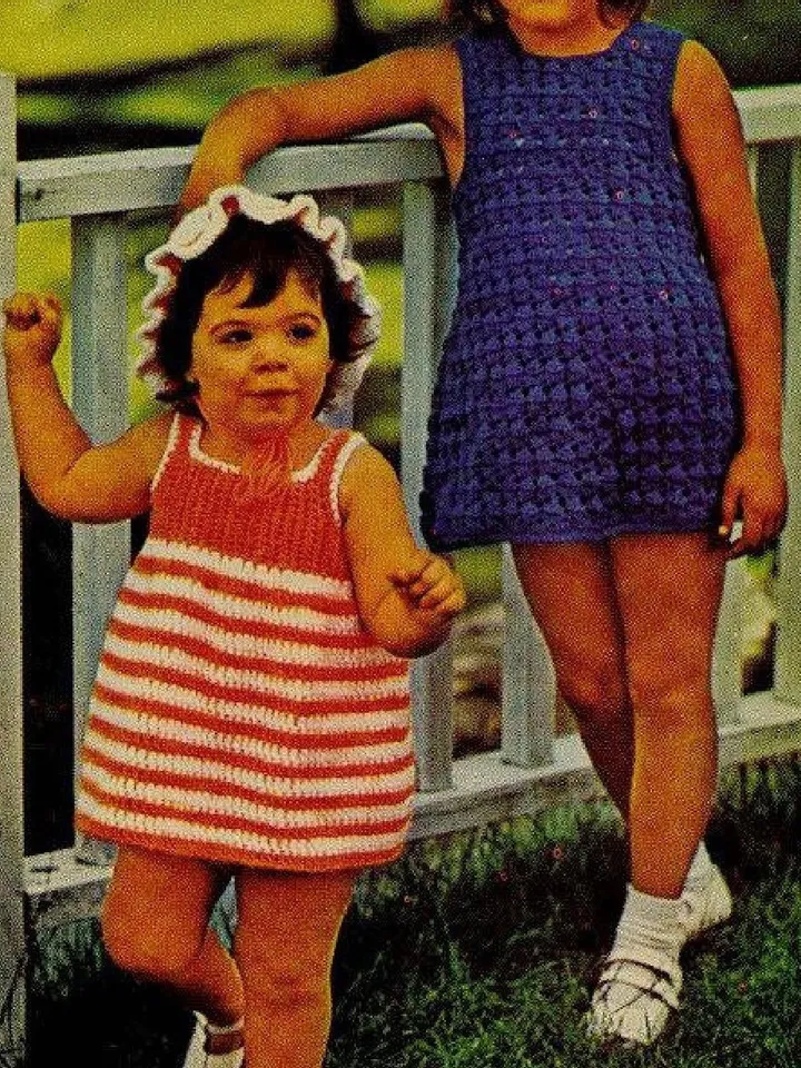 Vintage Crochet Pattern Toddlers Dress and Hat Jumper Set Digital Download PDF