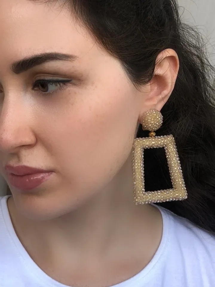 Trapezoid Beaded Earrings