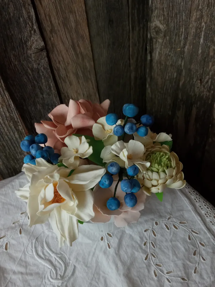 Exquisite Handmade Flower and Berry Mix Bouquet. Gift for her. Birthday present. Home decor. Indoor spaces
