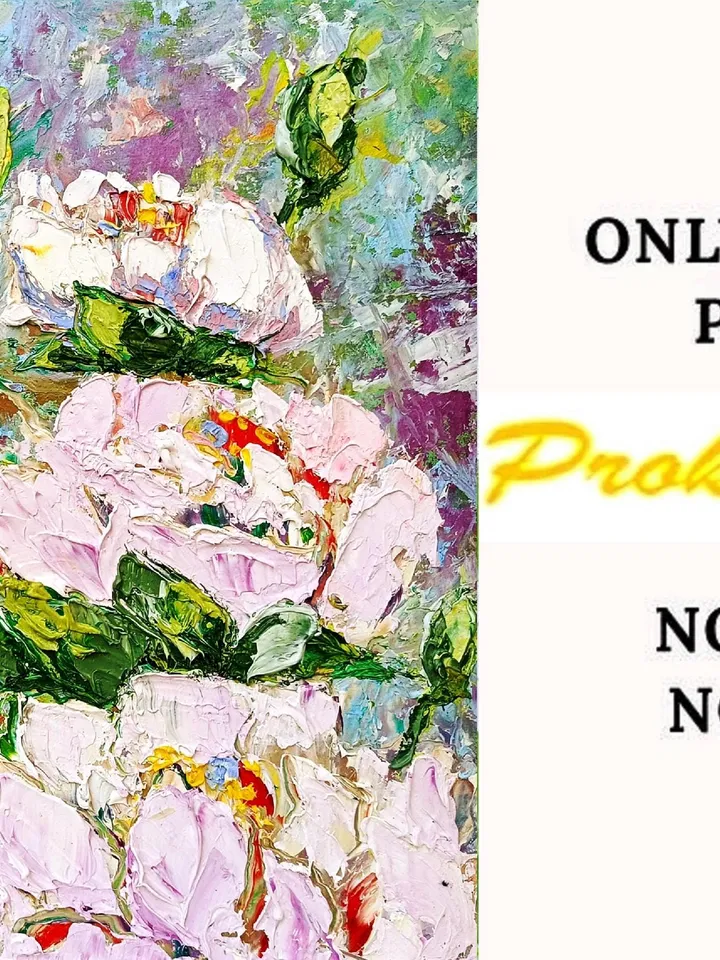 Peonies Oil Painting Flowers Art Impasto Floral Original Artwork Still Life 10x10 Wall Art Gifts by ArtProkopaloSv