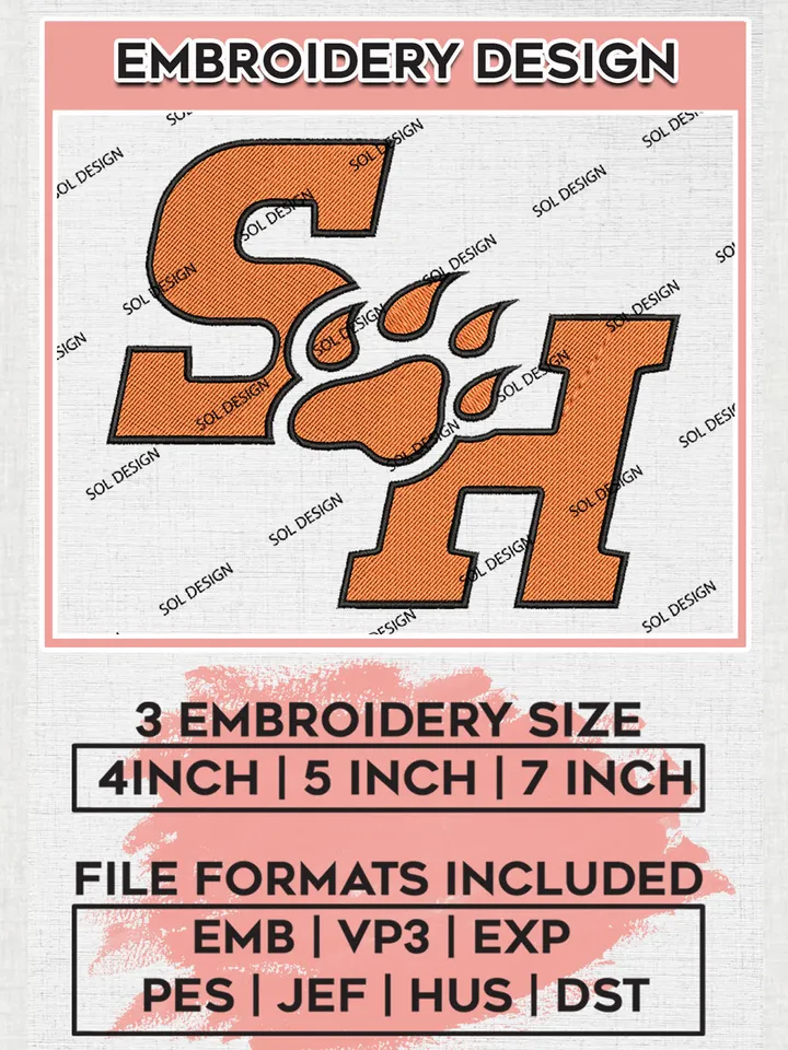 Sam Houston Bearkats Logo Machine Embroidery Design, NCAA SH Bearkats Team Embroidery Design Design files, NCAA Team Embroidery Designs, NCAA Machine Embroidery Designs, Digital Download