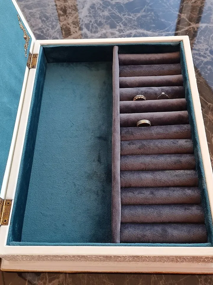 Large white jewelry organizer box Antique jewelry box for women Jewelry box wood