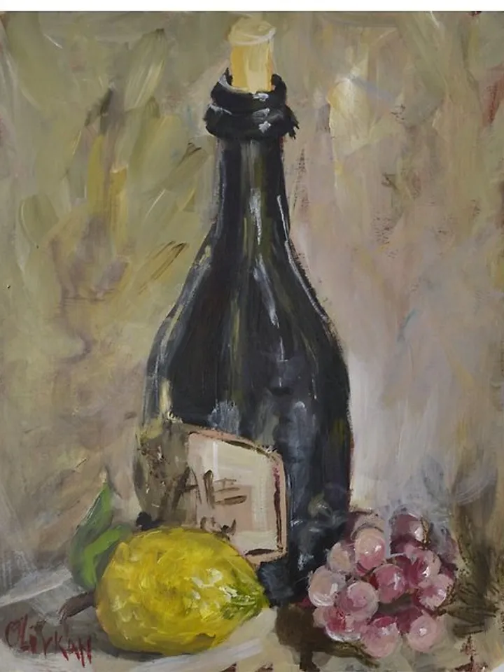 Wine Bottle Painting Original Oil Art Wine Artwork