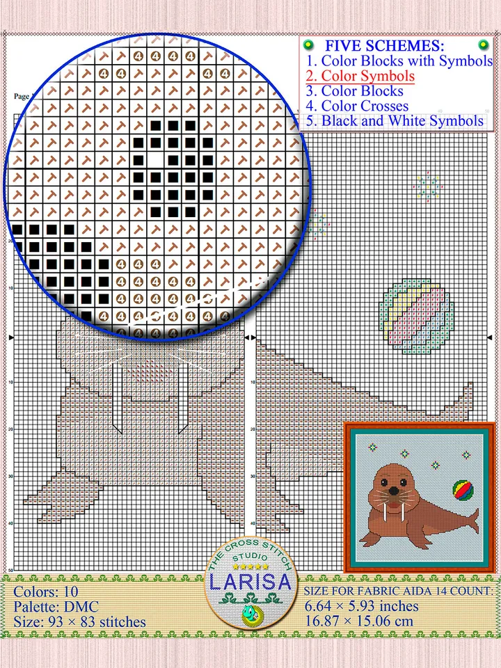 Walrus Cross Stitch Pattern | Playful Walrus Cub Design