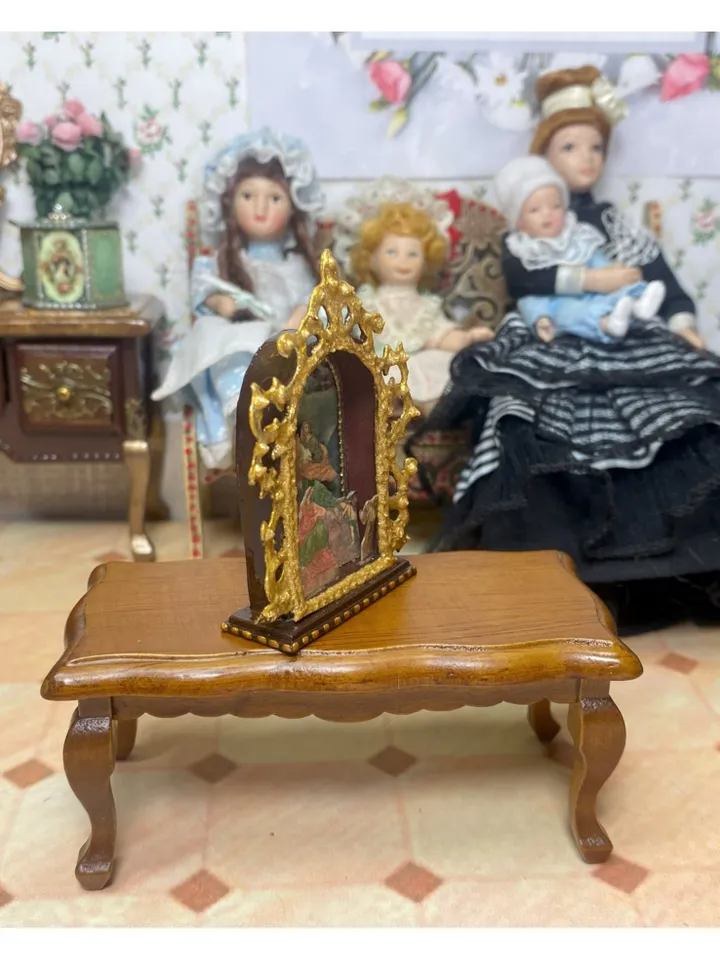 Handmade Christmas nativity scene. 1:12 Dollhouse miniature. Miniature nativity scene.