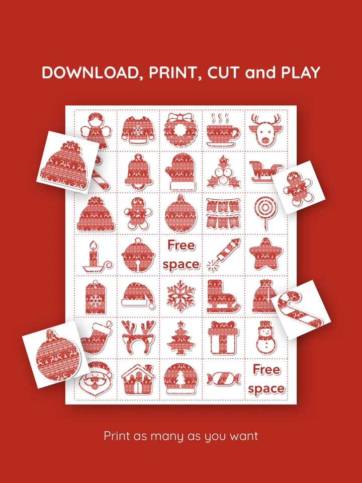 Christmas bingo game. Family game. Stocking stuffers. Holiday tradition. Christmas bingo cards. Christmas party game.