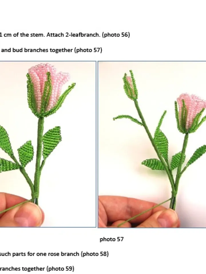 French Beaded Flowers pattern | Beaded Roses | Seed bead patterns | Beading tutorial | Digital Download - PDF