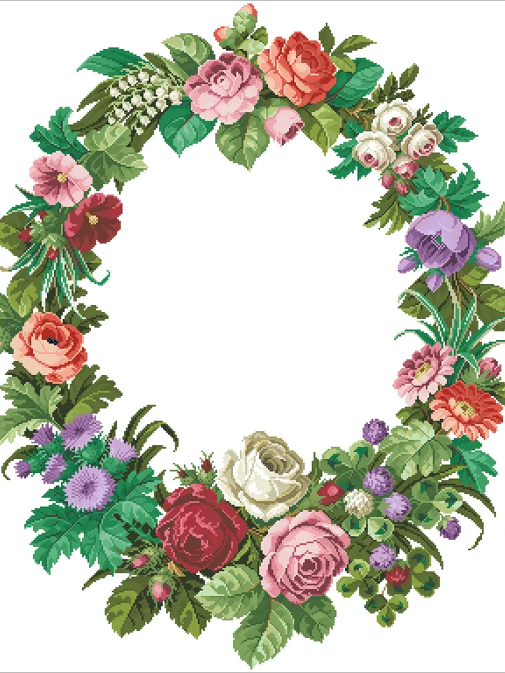 Antique Cross Stitch Pattern Antique Wreath Digital Download PDF