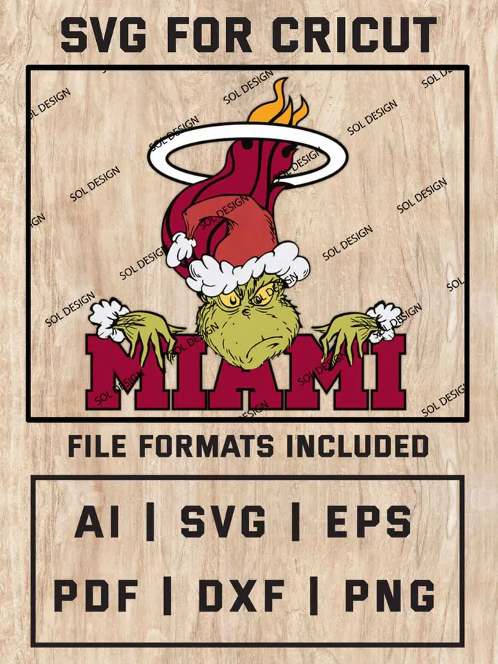 Grinch Miami Heat SVG, NBA SVG Design, NBA Miami Heat SVG, NBA Heat Cricut, Christmas Svg, Grinch svg, Digital Download