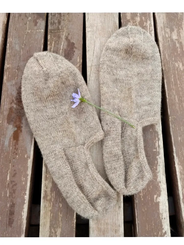 Knitted footprints, short socks made of goat down, unique, luxurious, handcrafted.