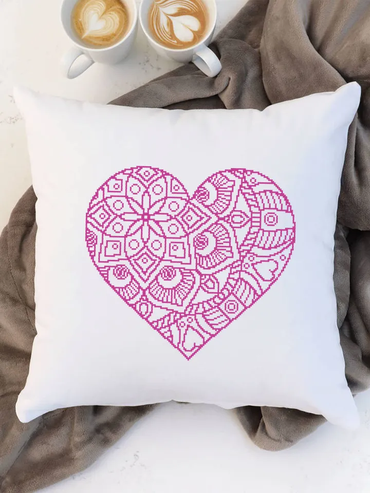 Mandala set cross stitch pattern download PDF Flower mandala cross stitch, Mandala pattern digital PDF, Heart ornament, DIY Home decor #S35